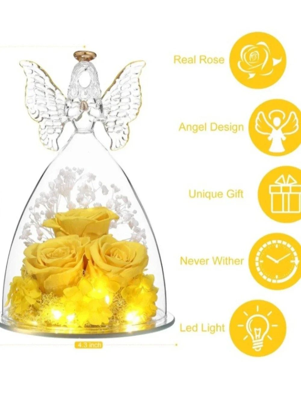 Eternal Love Angel Rose LED Light Display – Yellow